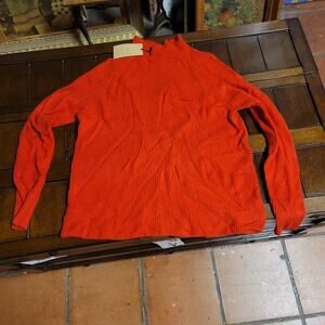 Halogen NWT Fuzzy  Sweater In Red Chinoise Size MEDIUM Long Sleeve Holiday